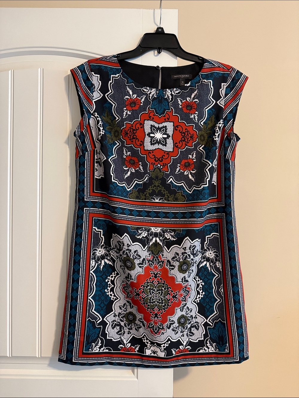 Banana Republic Navy, Red & White Printed Shift Dress